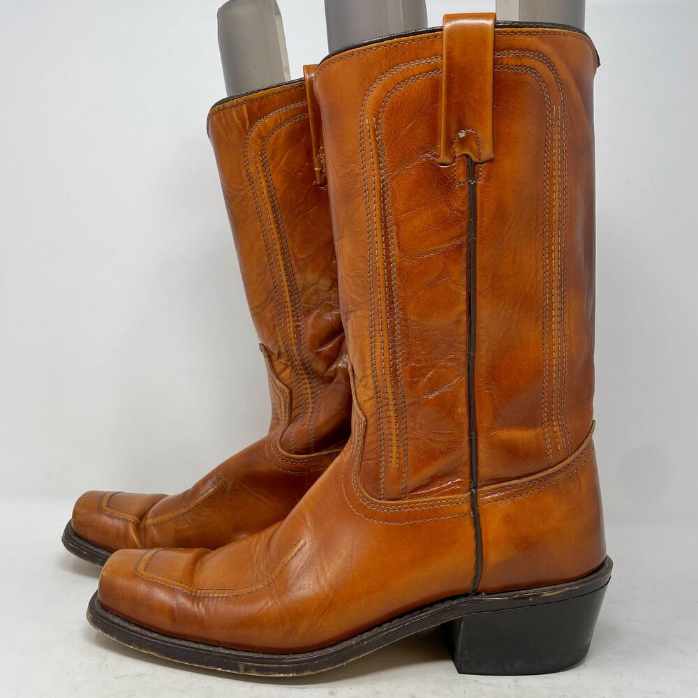 Vintage 1970s ACME Square Toe Roper Cowboy Boots Mens Size 7.5D USA